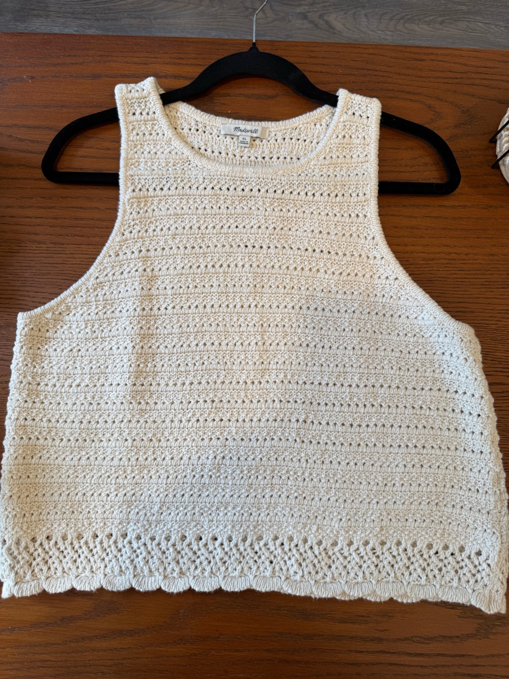 Madewell Cream Crochet Scoopneck Knit Tank